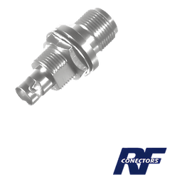 Adaptador RF / N Hembra a BNC Hembra / Montaje Chasis Doble D Plano / Bronce Niquelado / Contacto Oro / Aislante Teflón
