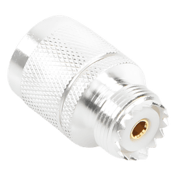 Adaptador en Línea, de Conector N Macho a UHF Hembra (SO-239), Plata/ Oro/ Teflón.