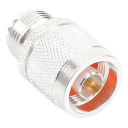 Adaptador en Línea, de Conector N Macho a UHF Hembra (SO-239), Plata/ Oro/ Teflón.