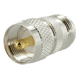 Adaptador en Línea de Conector N Hembra a UHF Macho (PL-259), Plata/ Oro/ Teflón.