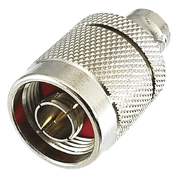 Adaptador de Conector RF / N Macho a BNC Hembra / Montaje en Línea / Cuerpo Bronce Plateado / Contacto Oro / Aislante Teflón