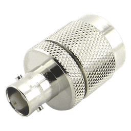 Adaptador de Conector RF / N Macho a BNC Hembra / Montaje en Línea / Cuerpo Bronce Plateado / Contacto Oro / Aislante Teflón