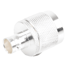 Adaptador de Conector RF / N Macho a BNC Hembra / Montaje en Línea / Cuerpo Bronce Plateado / Contacto Oro / Aislante Teflón
