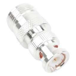 Adaptador RF Coaxial / 50 Ohm / N Hembra a BNC Macho / Montaje en Línea / Cuerpo Bronce Plateado / Contacto Oro / Aislante Teflón