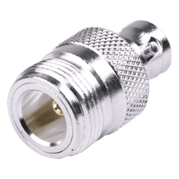 Adaptador en Línea, de Conector N Hembra a BNC Hembra, Plata/ Oro/ Teflón.
