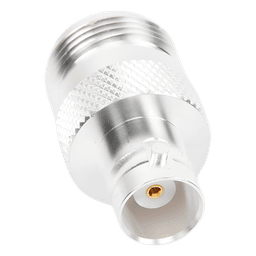 Adaptador en Línea, de Conector N Hembra a BNC Hembra, Plata/ Oro/ Teflón.