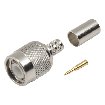 Conector Coaxial TNC Macho / Anillo Plegable / Cables RG-58/U, RG-142/U, LMR-195 / Níquel / Oro / Teflón
