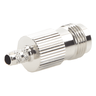 Conector TNC Hembra de Anillo Plegable para Cables RG-58/U, RG-142/U, Niquel /Oro /Delrin.
