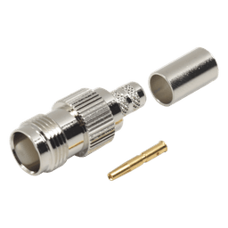 Conector TNC Hembra de Anillo Plegable para Cables RG-8/X, LMR-240, Grupo X, Níquel/ Oro/ Delrin.