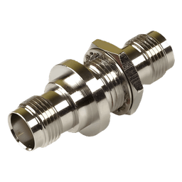 Adaptador Doble TNC Hembra para Chasis, Montaje Hermético con Aro de Goma y en Tipo D-Plano, Níquel/ Oro/ Teflón.