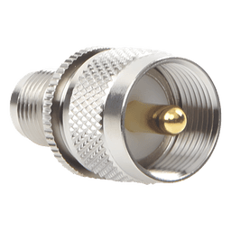Adaptador en Línea de Conector TNC Hembra a UHF Macho (PL-259), Níquel/ Oro/ Teflón.