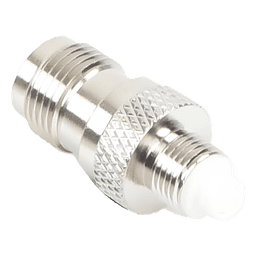 Adaptador en Línea, de Conector TNC Hembra a FME Hembra, Niple Europeo, Níquel/ Oro/ Teflón.