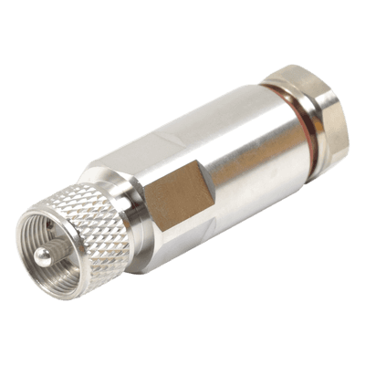 Conector UHF Macho (PL-259) para Cable HELIAX de 1/2" LDF4-50A, LP-450A, Tipo Rosca, Bronce Blanco/ Plata/ Teflón.