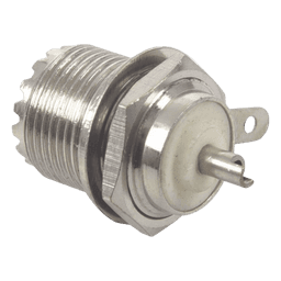 Conector UHF Hembra (SO-239) en Línea, Montaje Frontal en D Plano, Níquel/ Plata/ Teflón.