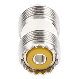 Adaptador Barril en Línea, de Conector UHF Hembra (SO-239) a UHF Hembra (SO-239), Niquel/ Plata/ Dap.