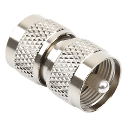Adaptador Barril en Línea, de Conector UHF Macho (PL-259) a UHF Macho (PL-259), Níquel/ Plata/ Teflón.