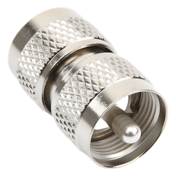 Adaptador Barril en Línea, de Conector UHF Macho (PL-259) a UHF Macho (PL-259), Níquel/ Plata/ Teflón.