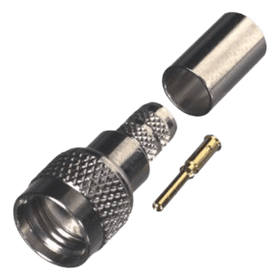 Conector Mini-UHF Macho de Anillo Plegable para PROFLEX, Níquel/ Oro/ Delrin.