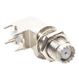 Conector Mini UHF Hembra / Montaje en PCB / Soldable / Cuerpo y Contacto de Estaño / Aislante de Polipropileno