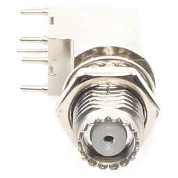 Conector Mini UHF Hembra / Montaje en PCB / Soldable / Cuerpo y Contacto de Estaño / Aislante de Polipropileno