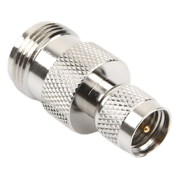 Adaptador en Línea, de Conector Mini-UHF Macho a N Hembra, Níquel/ Oro/ Teflón.