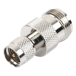 Adaptador en Línea, de Conector Mini-UHF Macho a N Hembra, Níquel/ Oro/ Teflón.
