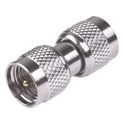 Adaptador Barril, de Conectores Mini-UHF Machos, Níquel/ Oro/ Teflón.