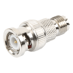 Adaptador en Línea de Conector Mini-UHF Hembra a BNC Macho, Níquel/ Oro/ Teflón.