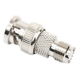 Adaptador en Línea de Conector Mini-UHF Hembra a BNC Macho, Níquel/ Oro/ Teflón.