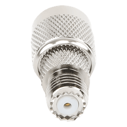 Adaptador en Línea de Conector Mini-UHF Hembra a TNC Macho, Níquel/ Oro/ Teflón.