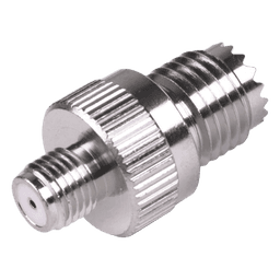 Adaptador en Línea de Conector Mini-UHF Hembra a SMA Hembra, Níquel/ Oro/ Teflón.