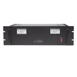 Fuente de poder 13.8Vcc, 50A, lineal regulada con circuito cargador de baterías, medidores, para instalación en rack