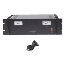 Fuente de poder 13.8Vcc, 50A, lineal regulada con circuito cargador de baterías, medidores, para instalación en rack