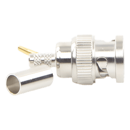Conector BNC Macho Inverso / Anillo Plegable / Bronce Niquelado / Contacto Oro / Teflón / RG-58/U / RG-142/U