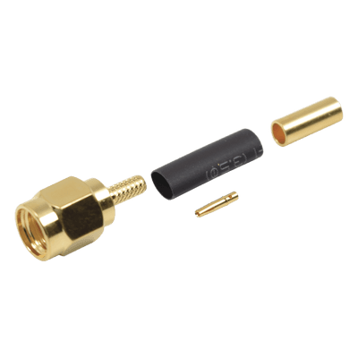 Conector SMA Macho Inverso de Anillo Plegable para Instalar en Cables RG-174/U y RG-316/U.