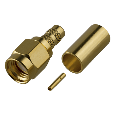 Conector SMA Macho Inverso de Anillo Plegable para cables 8240, RG-58/U, Oro/ Oro/ Teflón.