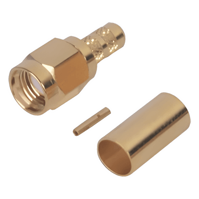 Conector SMA Macho Inverso de anillo plegable para cable RG-142/U, Oro/Oro/Teflon.