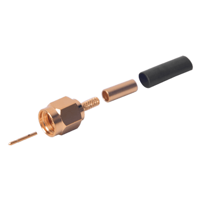Conector SMA Macho de Anillo Plegable para Cables RG-174/U, 8216, Oro/ Oro/ Teflón.