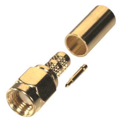 Conector SMA Macho de Anillo Plegable para Cable RG-58/U, Oro/Oro/Teflón.