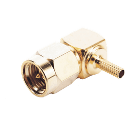 Conector SMA Macho en Ángulo Recto Para RG-174/U, Grupo B, Oro/ Oro/ Teflón.