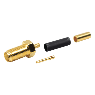 Conector SMA Hembra de Anillo Plegable para Cables RG-174/U, 8216, Oro/ Oro/ Teflón.