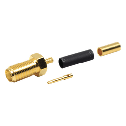 Conector SMA Hembra de Anillo Plegable para Cables RG-174/U, 8216, Oro/ Oro/ Teflón.