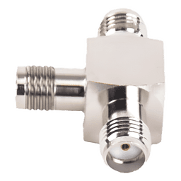 Adaptador en Forma T, de Triple Conectores SMA Hembra, Níquel/ Oro/ Teflón.
