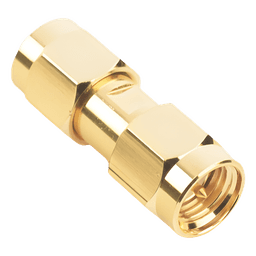 Adaptador RF Tipo Barril / SMA Macho a SMA Macho / Montaje en Línea / Cuerpo Bronce Oro / Aislante Teflón
