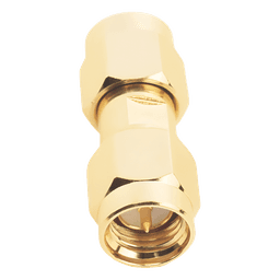 Adaptador RF Tipo Barril / SMA Macho a SMA Macho / Montaje en Línea / Cuerpo Bronce Oro / Aislante Teflón