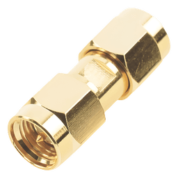 Adaptador RF Tipo Barril / SMA Macho a SMA Macho / Montaje en Línea / Cuerpo Bronce Oro / Aislante Teflón