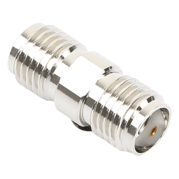 Adaptador Barril RF / Conector SMA Hembra a SMA Hembra / Montaje en Línea / Cuerpo Bronce Niquelado / Contacto Oro / Aislante Teflón