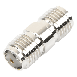 Adaptador Barril RF / Conector SMA Hembra a SMA Hembra / Montaje en Línea / Cuerpo Bronce Niquelado / Contacto Oro / Aislante Teflón