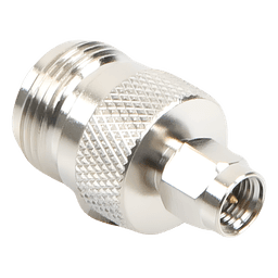 Adaptador en Linea de Conector SMA Macho a N Hembra, Niquel/ Oro/ Teflón.