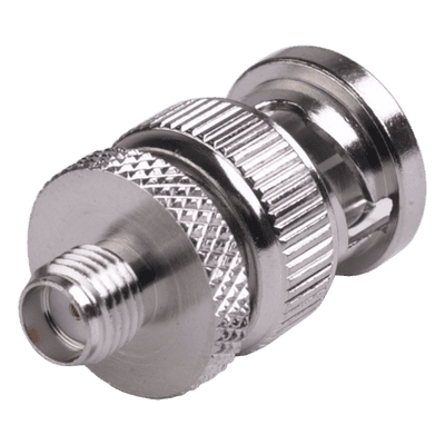 Adaptador en Línea de Conector SMA Hembra a BNC Macho, Níquel/ Oro/ Teflón.